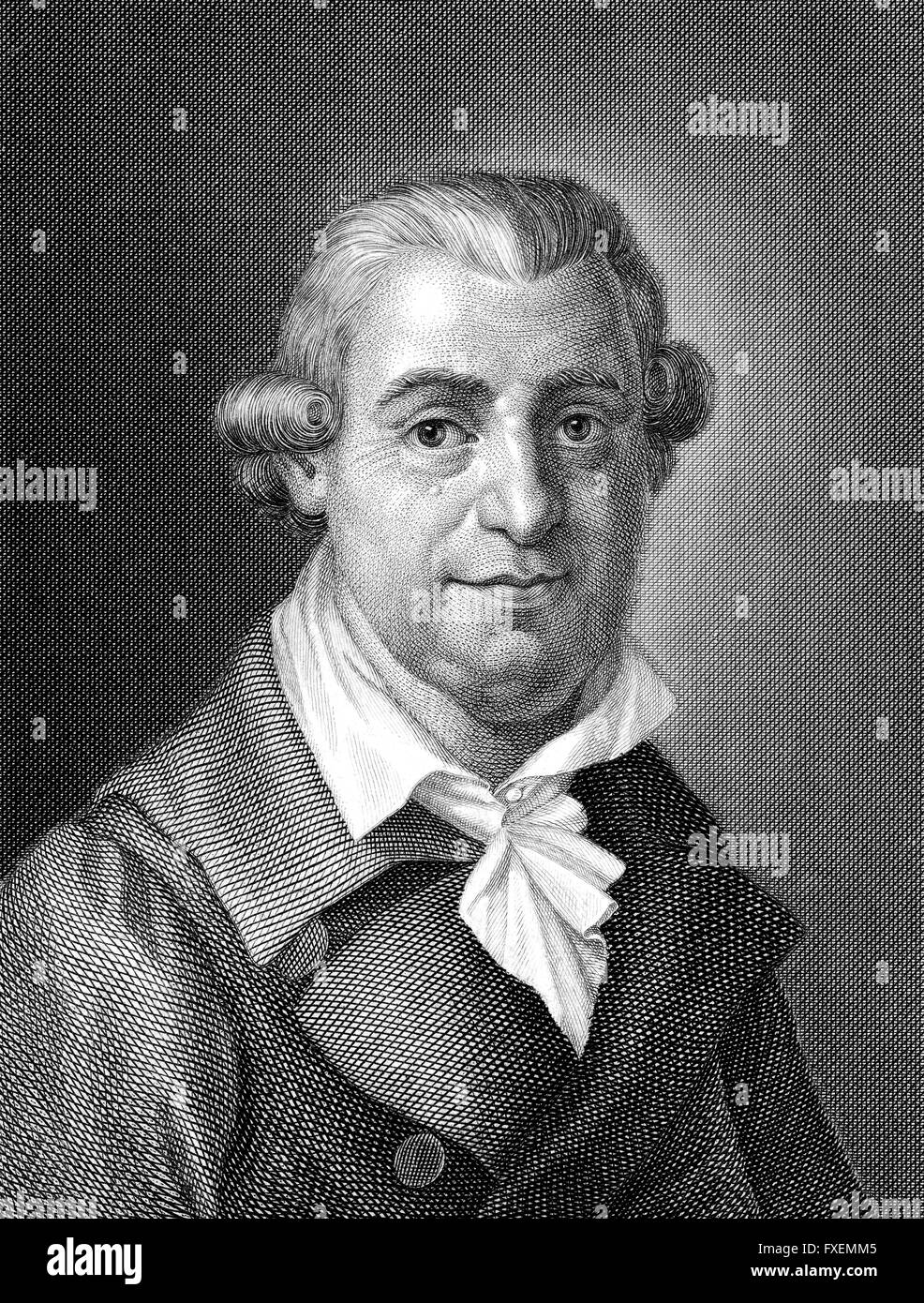 Johann Karl August Musaeus, 1735 - 1787, a German writer, literary critic, philologist and collector of fairy tales, Johann Karl Stock Photo