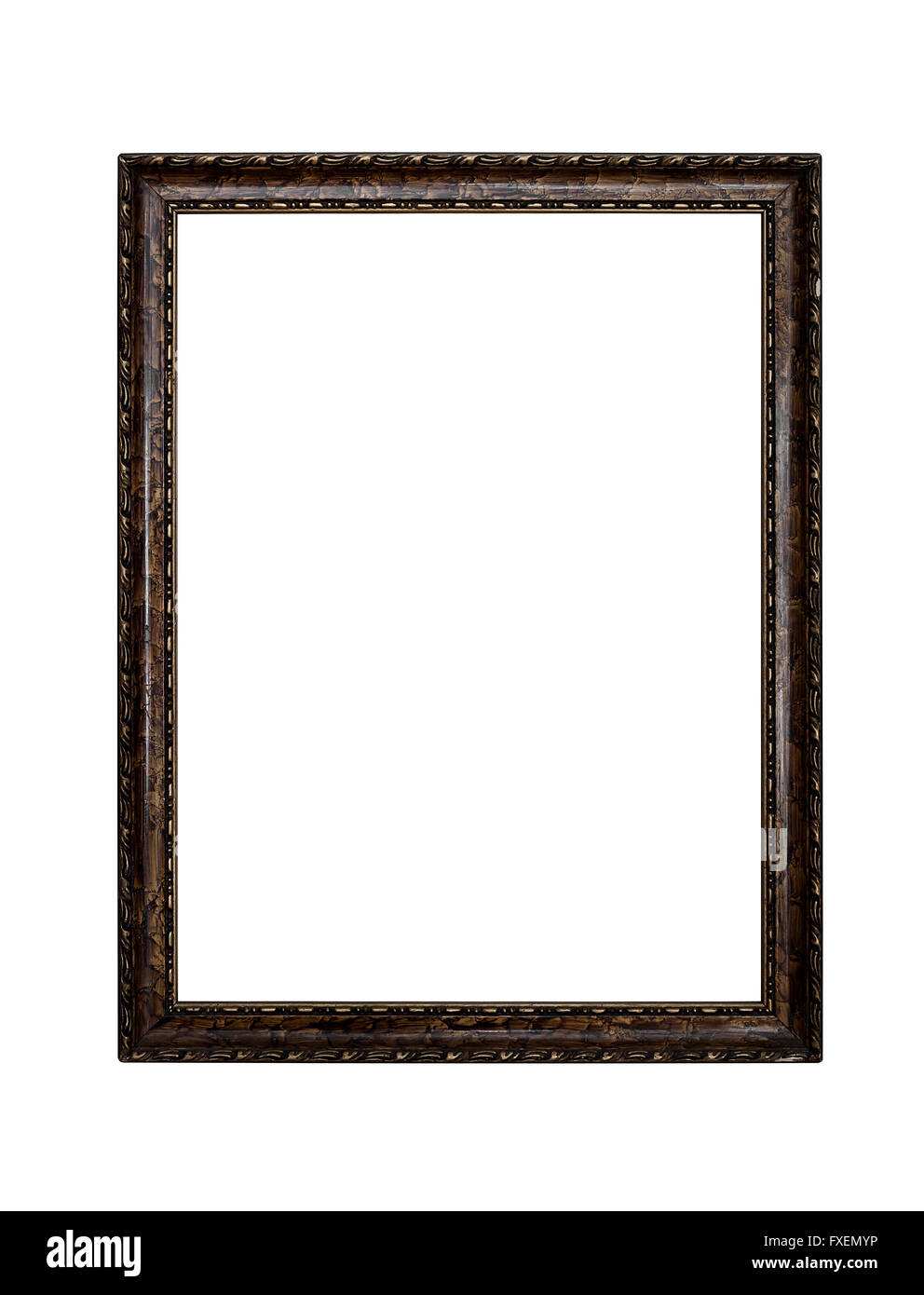 Old picture frame isolated on white background. Stock Photo
