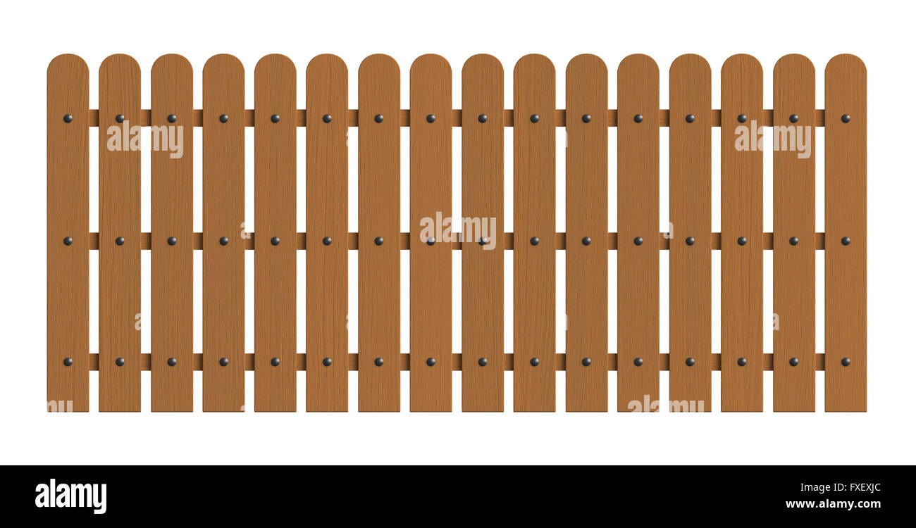 3d rendering of wooden fence isolated over white background Stock Photo