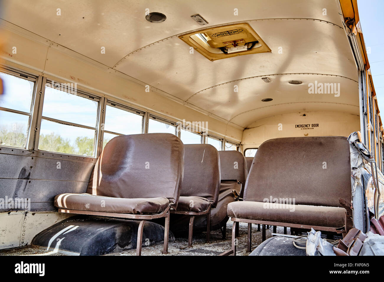 school bus traffic accident damage ems evacuation of children Stock Photo