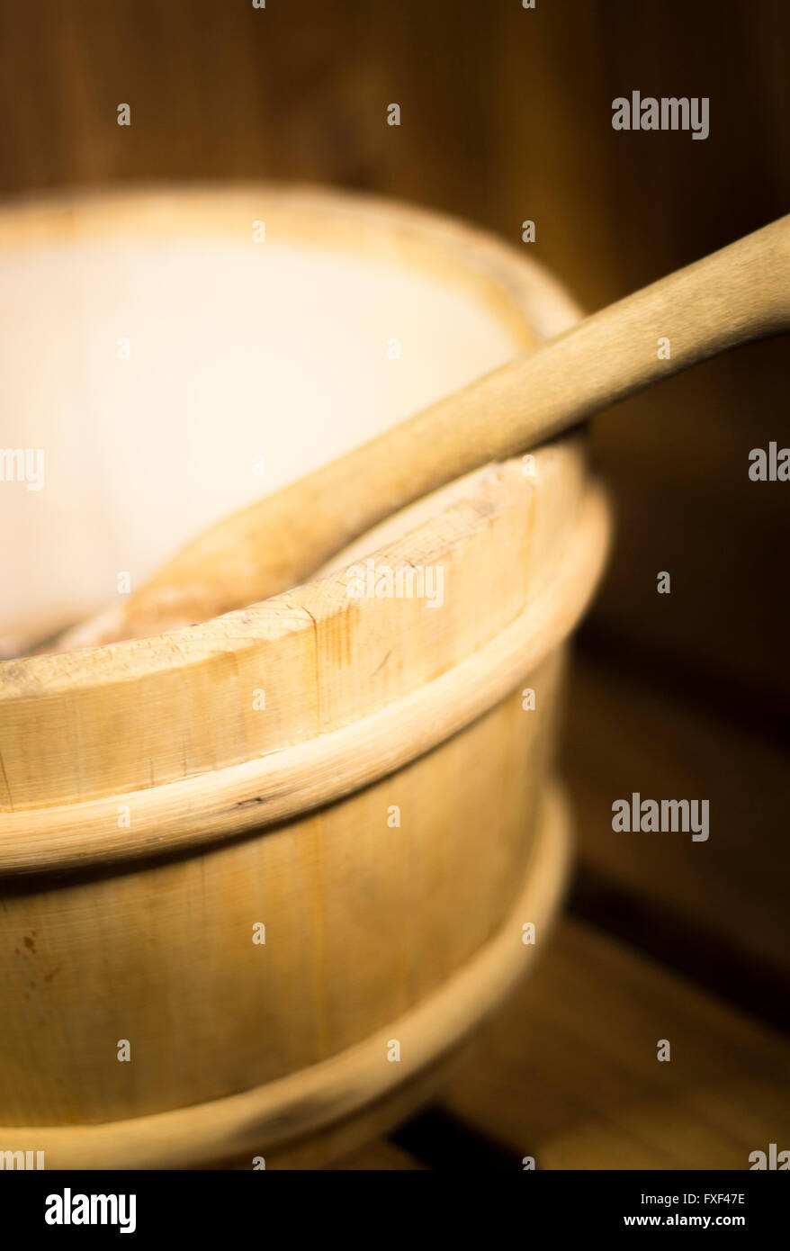 Wood sauna bucket and ladle spoon photo Stock Photo Alamy