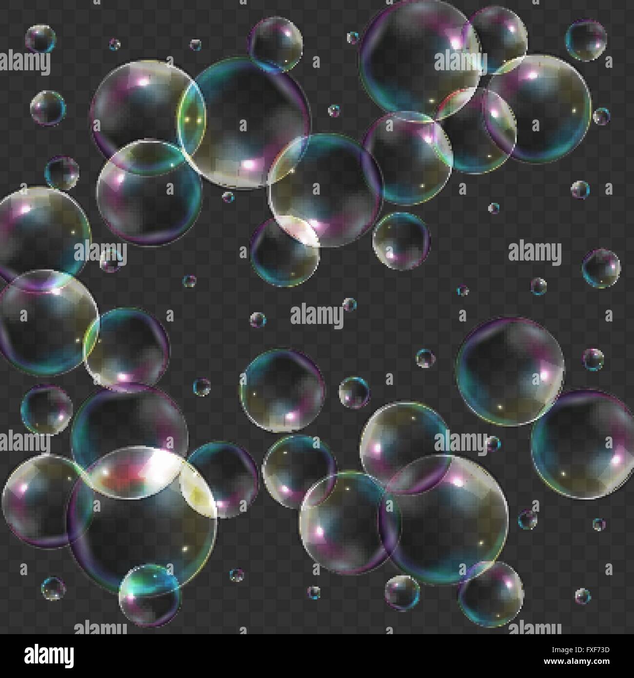Transparent Bubbles on Dark Background. Vector Illustration Stock ...