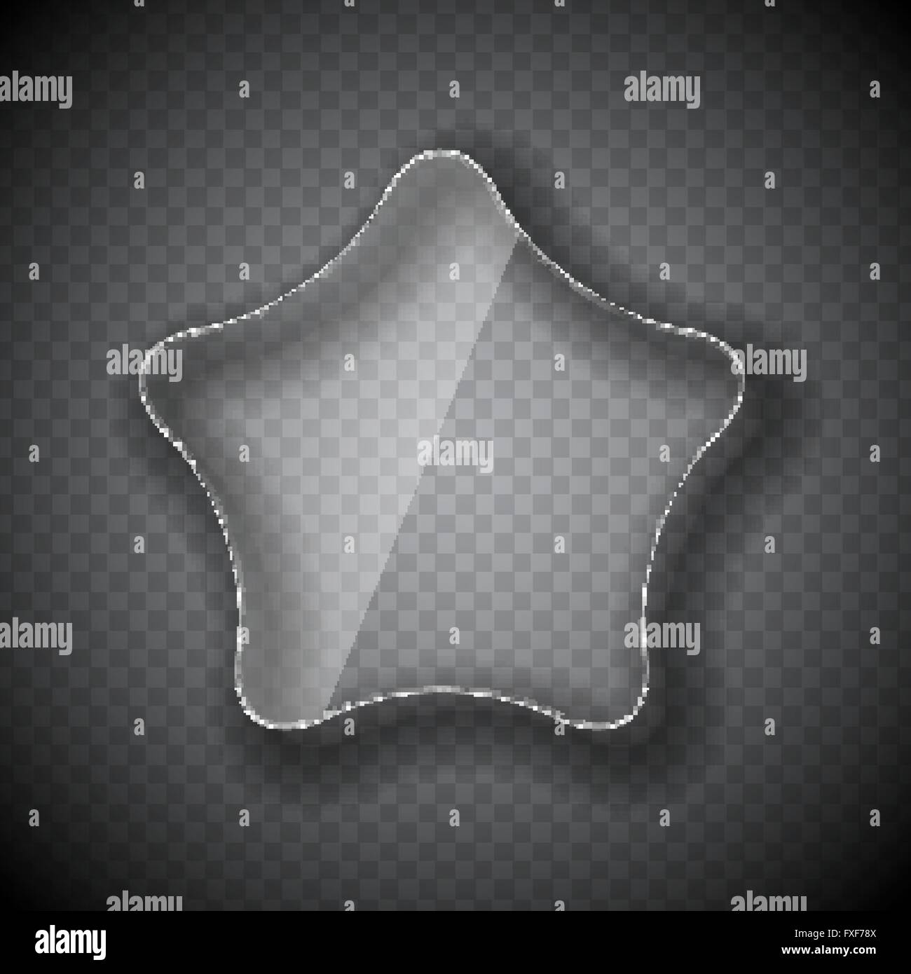 Glass Frame, Star Button on Checkered  Abstract Transparent Back Stock Vector