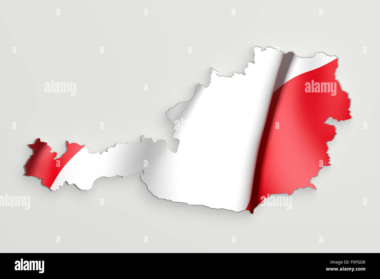 3d rendering of Austria map and flag on white background Stock Photo ...