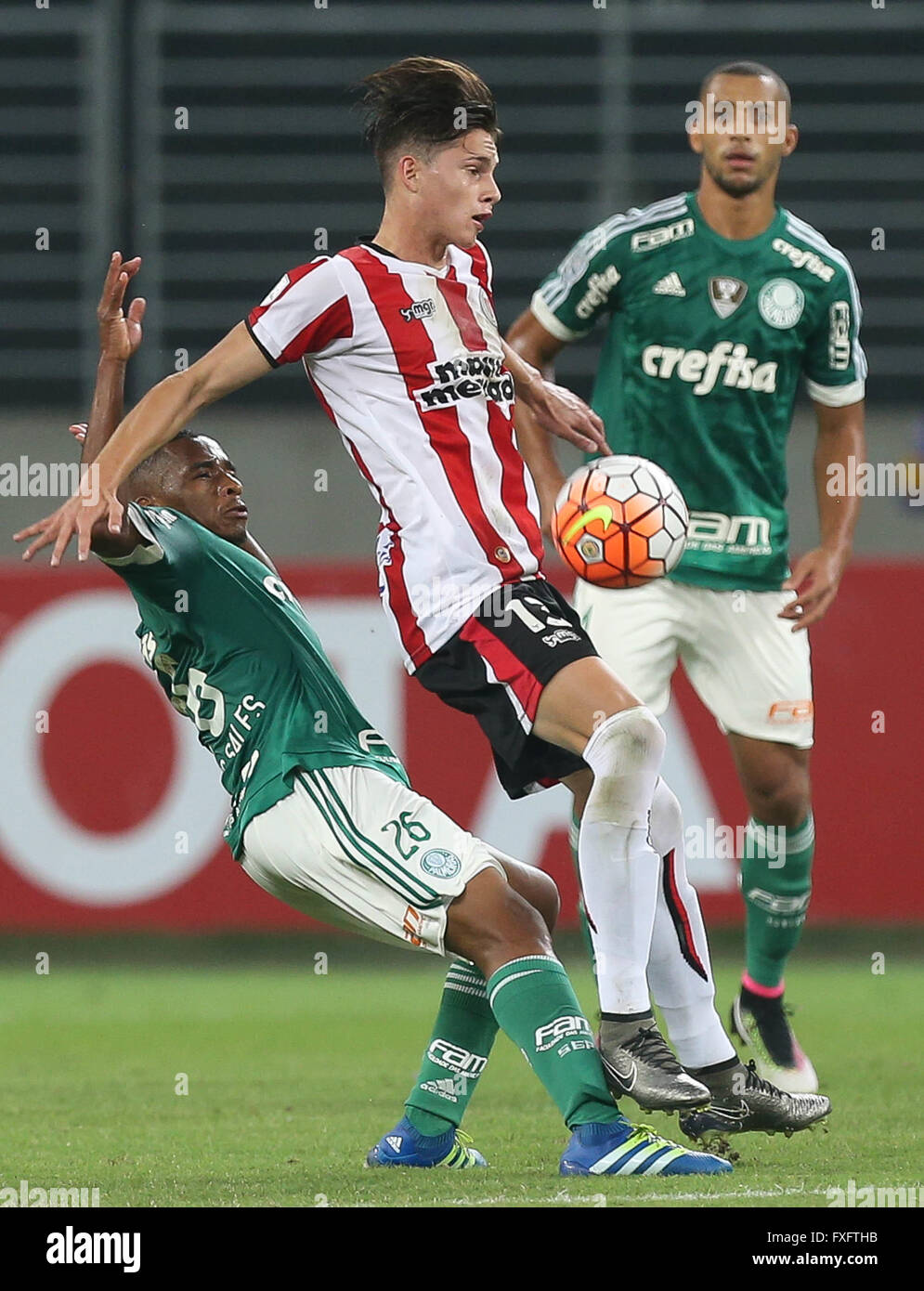 SAO PAULO, Brazil - 14/04/2016: PALM RIVER PLATE X URU - The Allione  player, SE Palmeiras, celebrates his goal against CA River Plate team,  during match valid for the sixth round of