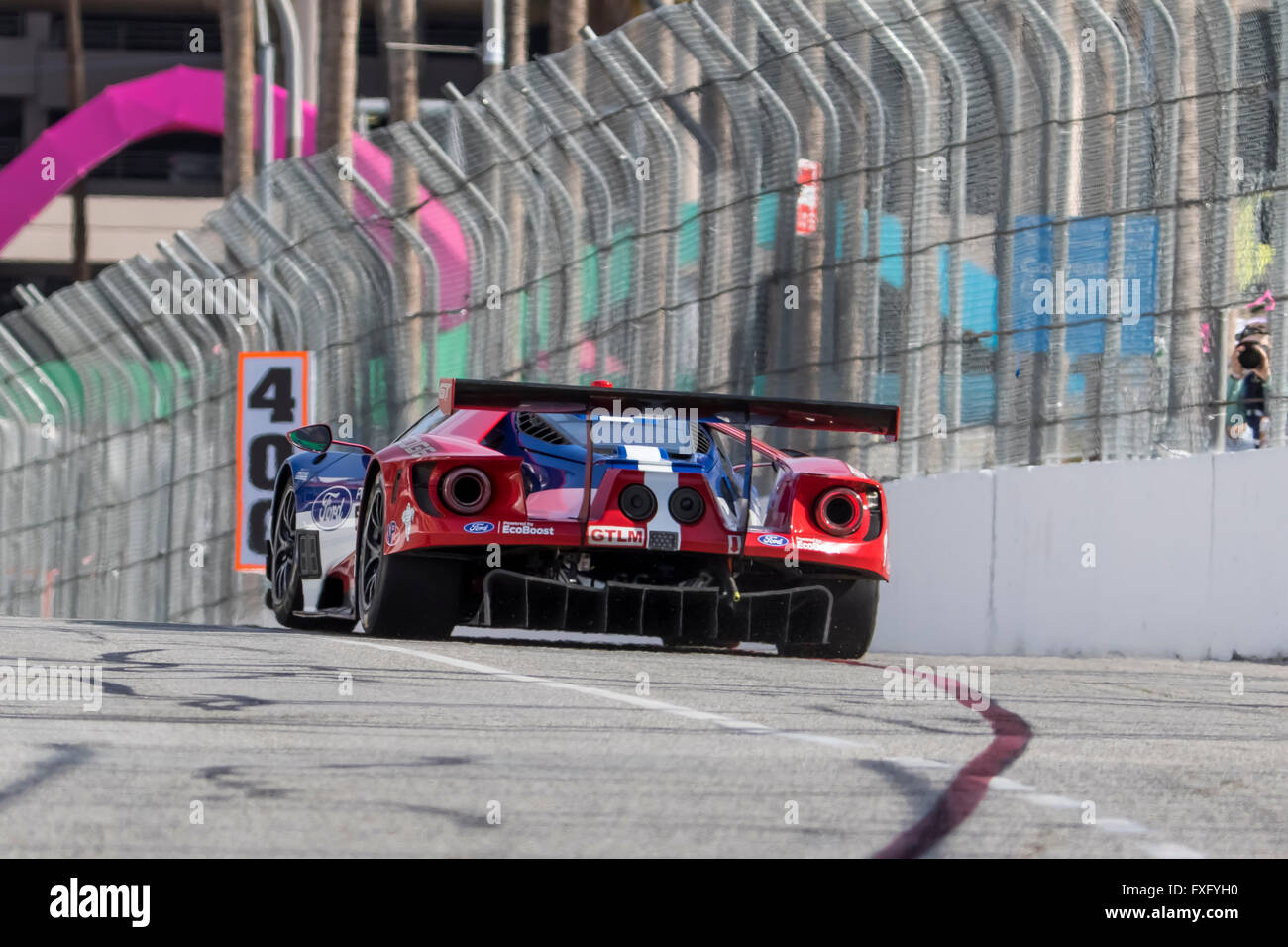 Long Beach, CA, USA. 15th Apr, 2016. Long Beach, CA - Apr 15, 2016: The Chip Ganassi Racing Ford GT races through the turns at the Toyota Grand Prix of Long Beach at Streets of Long Beach in Long Beach, CA. Credit:  csm/Alamy Live News Stock Photo