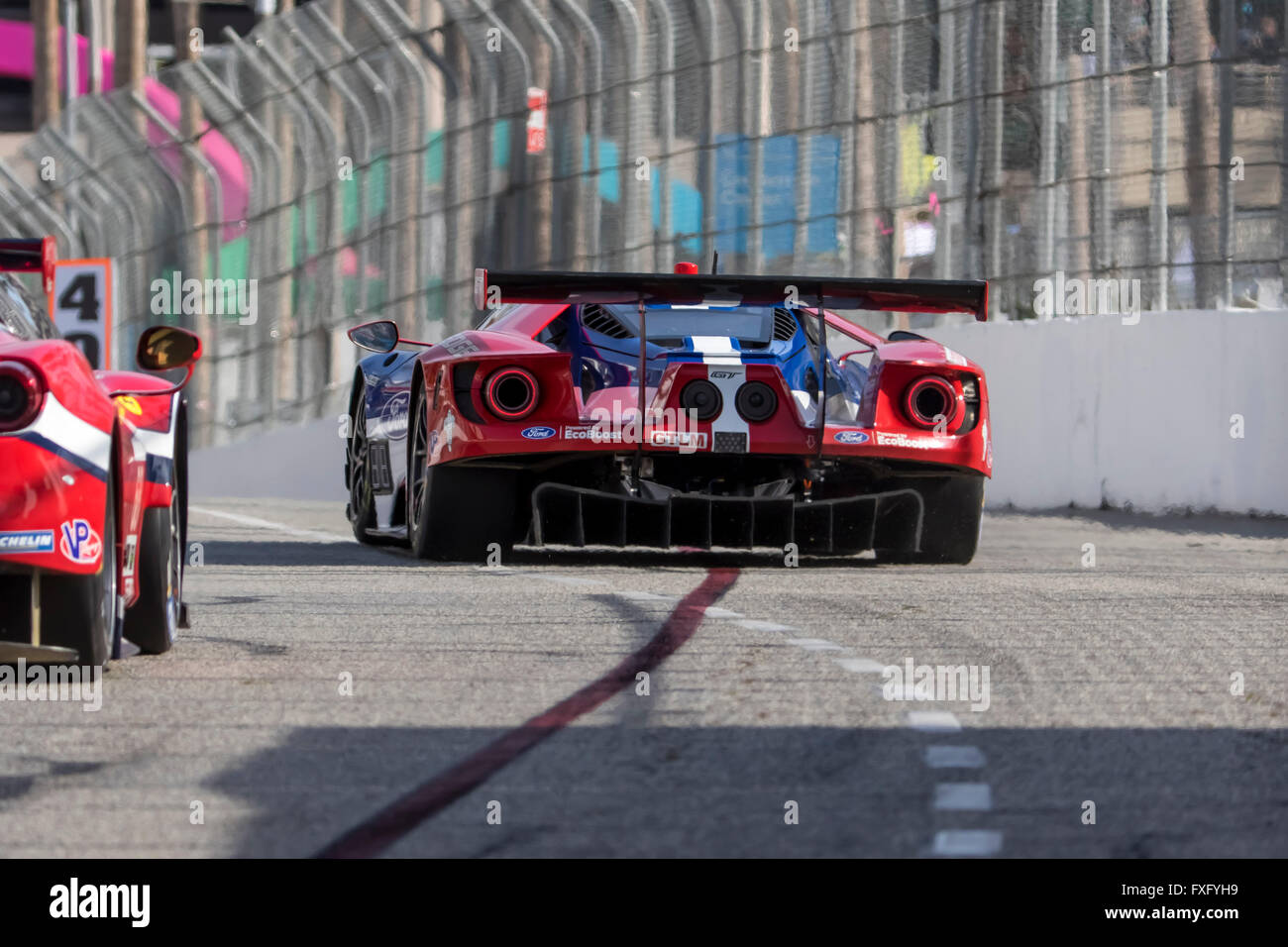 Long Beach, CA, USA. 15th Apr, 2016. Long Beach, CA - Apr 15, 2016: The Chip Ganassi Racing Ford GT races through the turns at the Toyota Grand Prix of Long Beach at Streets of Long Beach in Long Beach, CA. Credit:  csm/Alamy Live News Stock Photo