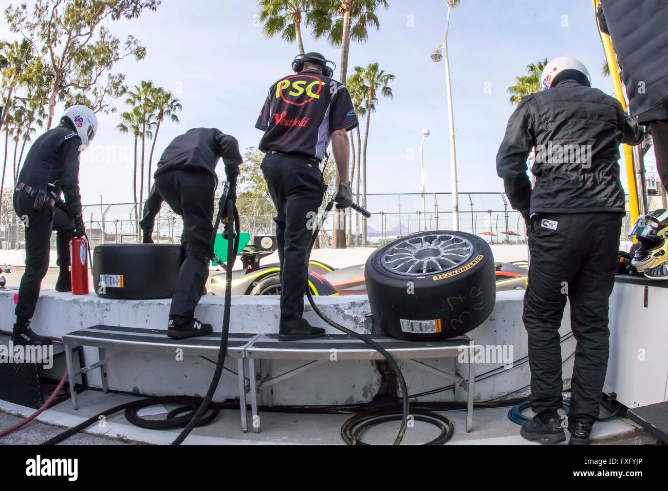Long Beach, CA, USA. 15th Apr, 2016. Long Beach, CA - Apr 15, 2016: The IMSA WeatherTech Sportscar Championship teams take to the track for a practice session for the 42nd Annual Toyota Grand Prix of Long Beach on the Streets of Long Beach in Long Beach, CA. Credit:  csm/Alamy Live News Stock Photo