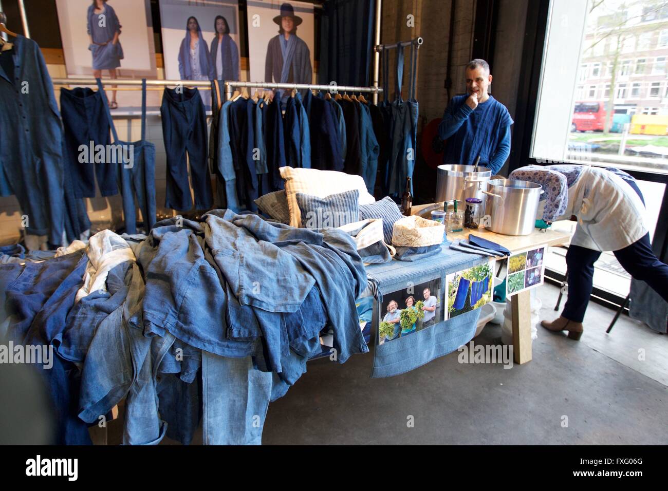 Amsterdam, Netherlands. 15th Apr, 2016. Natural plant pigment from Studio  "Blue d'Amiens" is displayed during the Denim Days in Amsterdam, the  Netherlands, April 15, 2016. The third Amsterdam Denim Days is held
