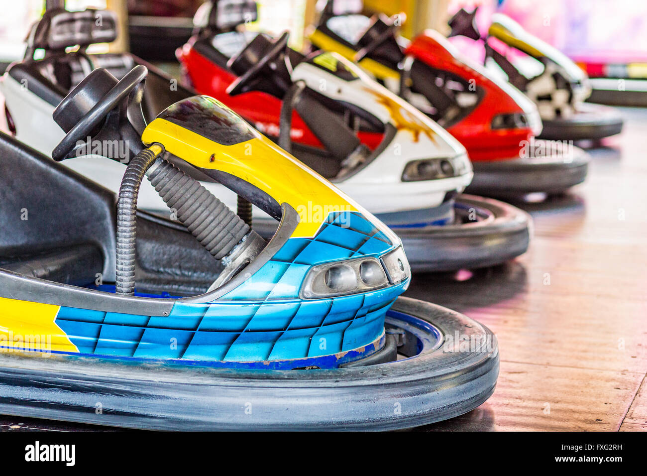 dodgems, small electric cars in a small town fair Stock Photo Alamy