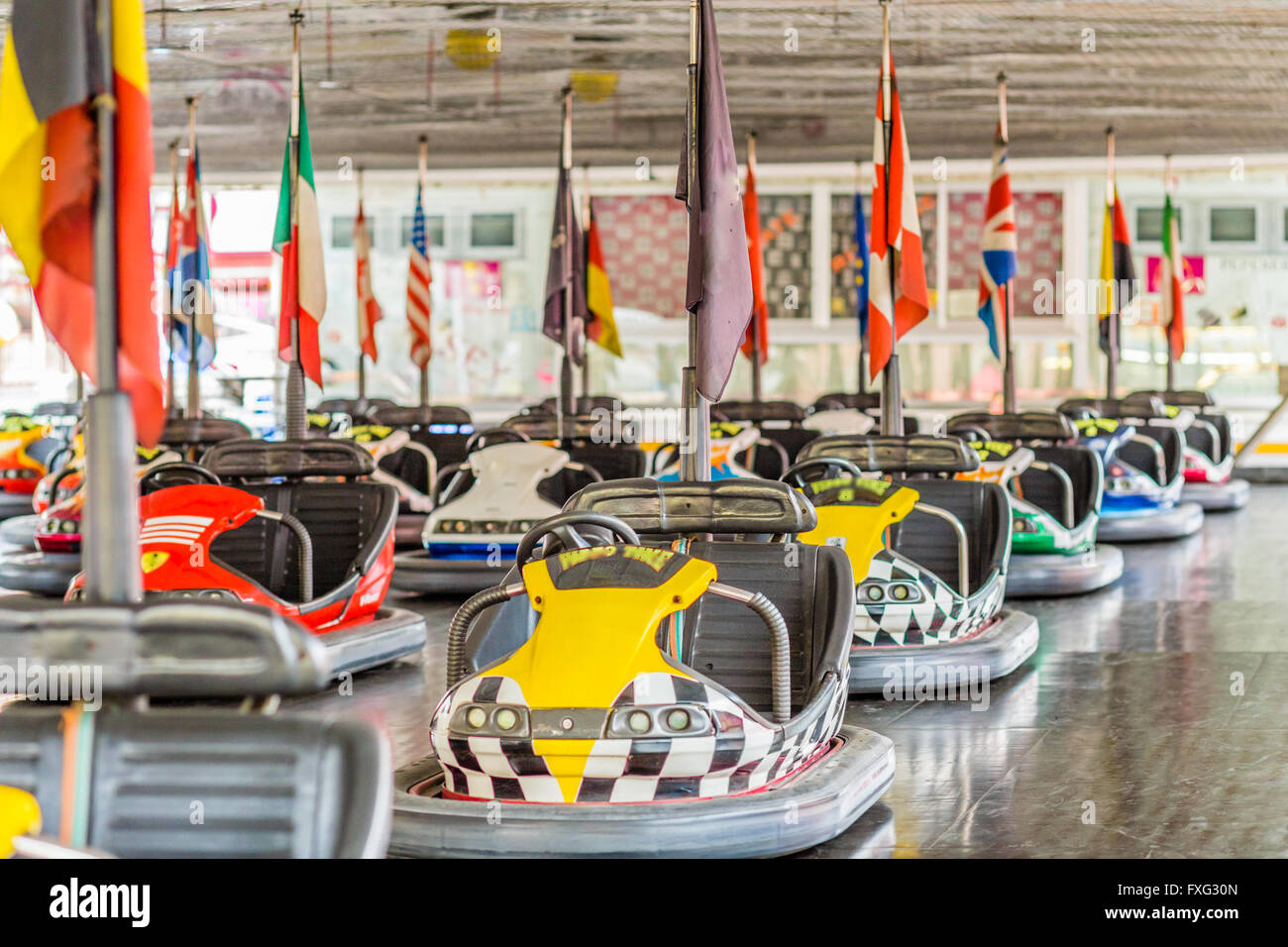 dodgems, small electric cars in a small town fair Stock Photo Alamy