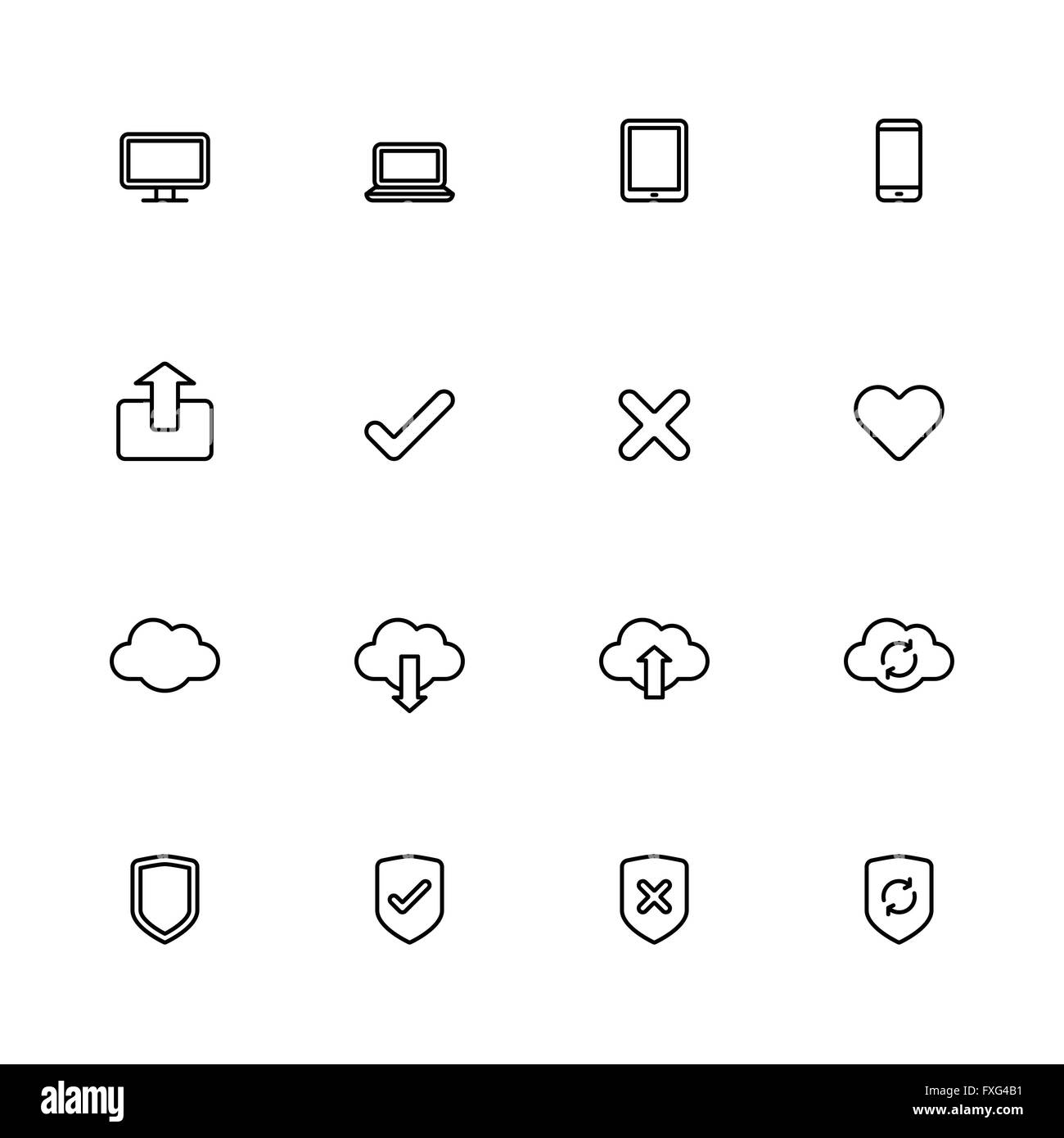 [EPS10] black line simple web icon set for web, UI, infographic and ...