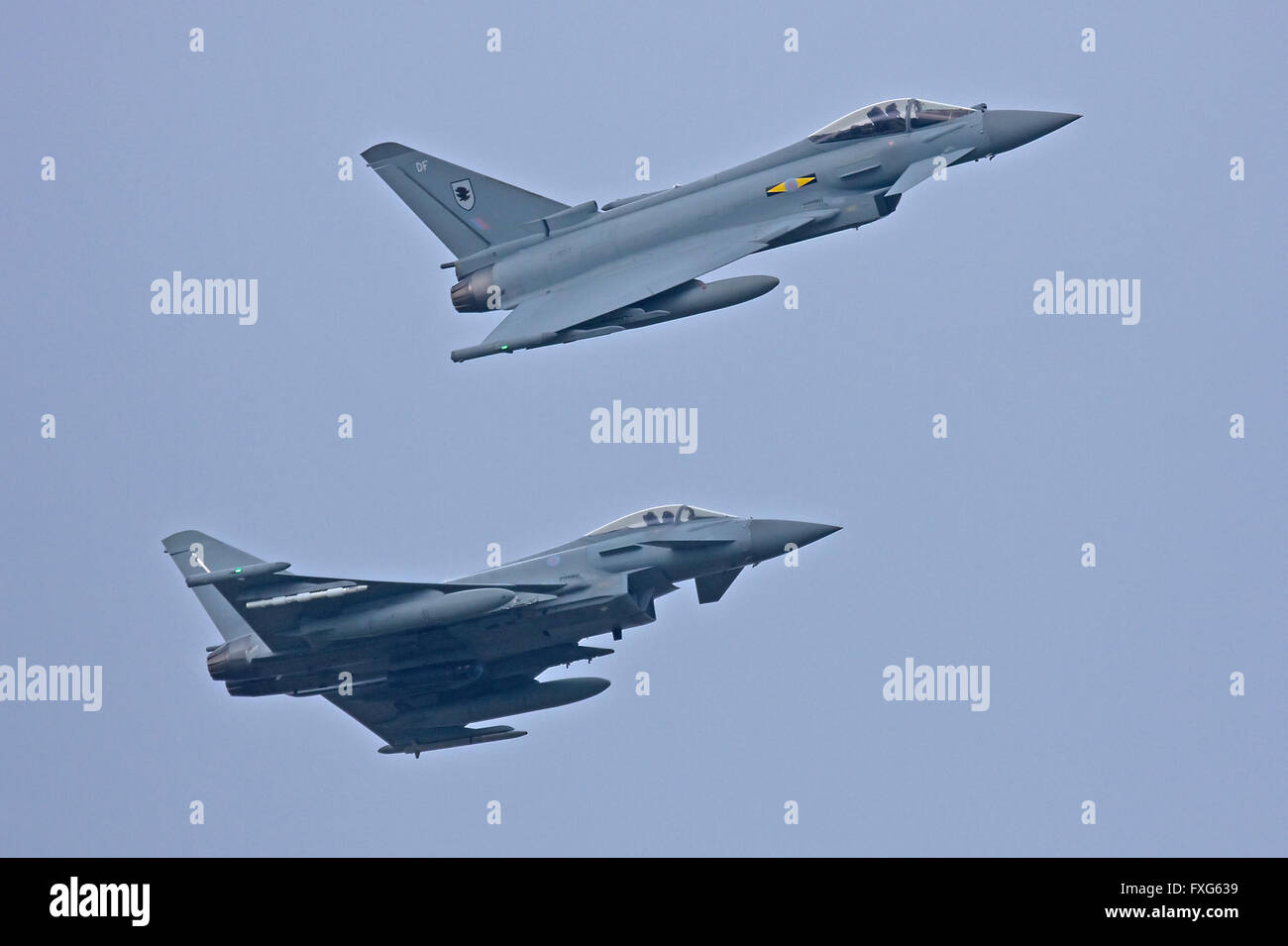 RAF Typhoons break to land Stock Photo