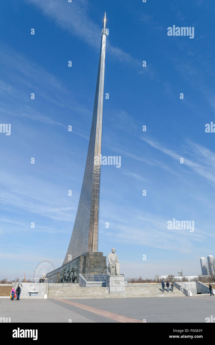 Moscow, Russia - March 29, 2016: Monument to the founder of astronautics Tsiolkovsky Stock Photo