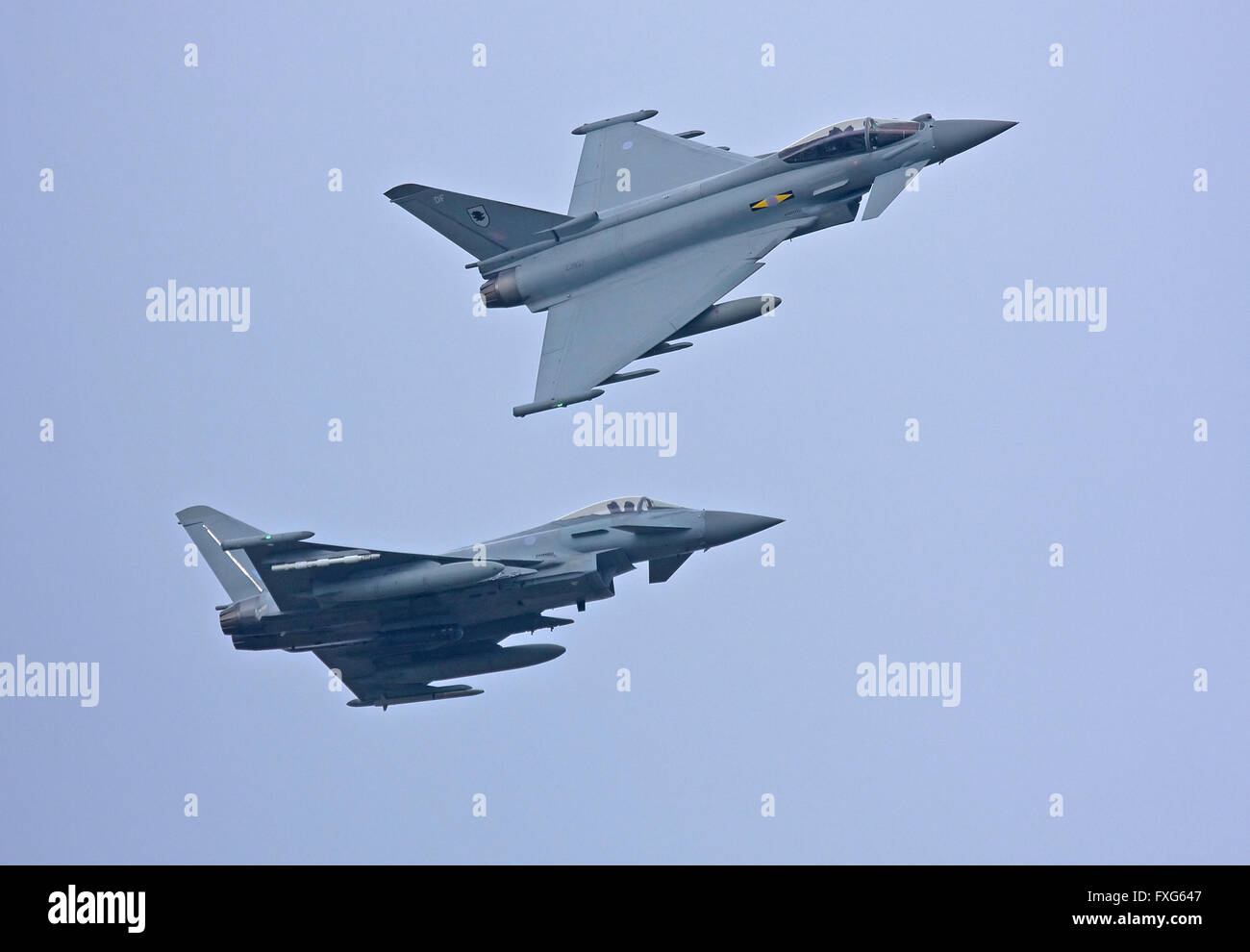 RAF Typhoons break to land Stock Photo