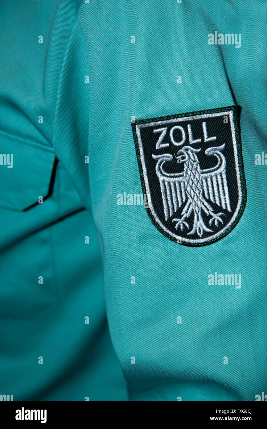Emblem of German customs with eagle on a uniform shirt Stock Photo
