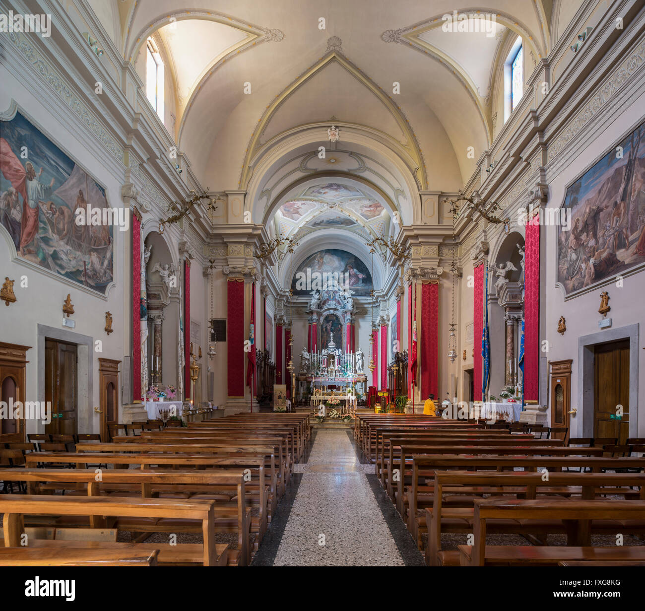 Interior, Church of San Martino, 18th century, Marano Lagunare, Udine province, Friuli-Venezia Giulia, Italy Stock Photo