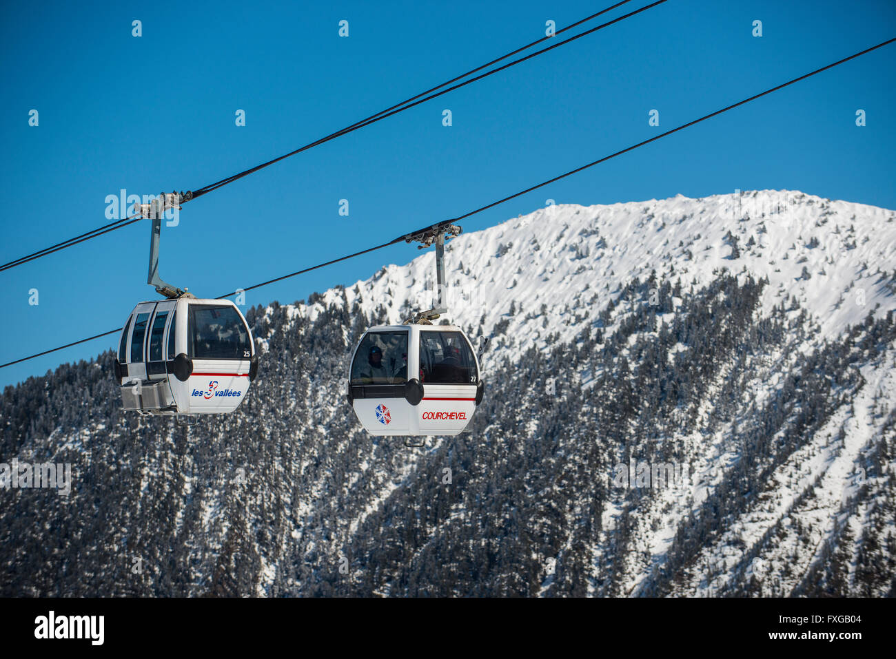 The gondola ski lift in the resort of Courchevel Moriond in the French