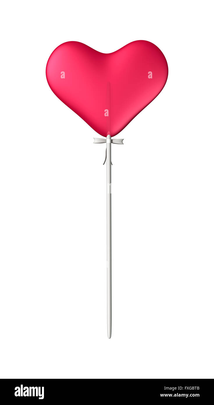 3D Illustration of a lollipop red heart isolated on white background