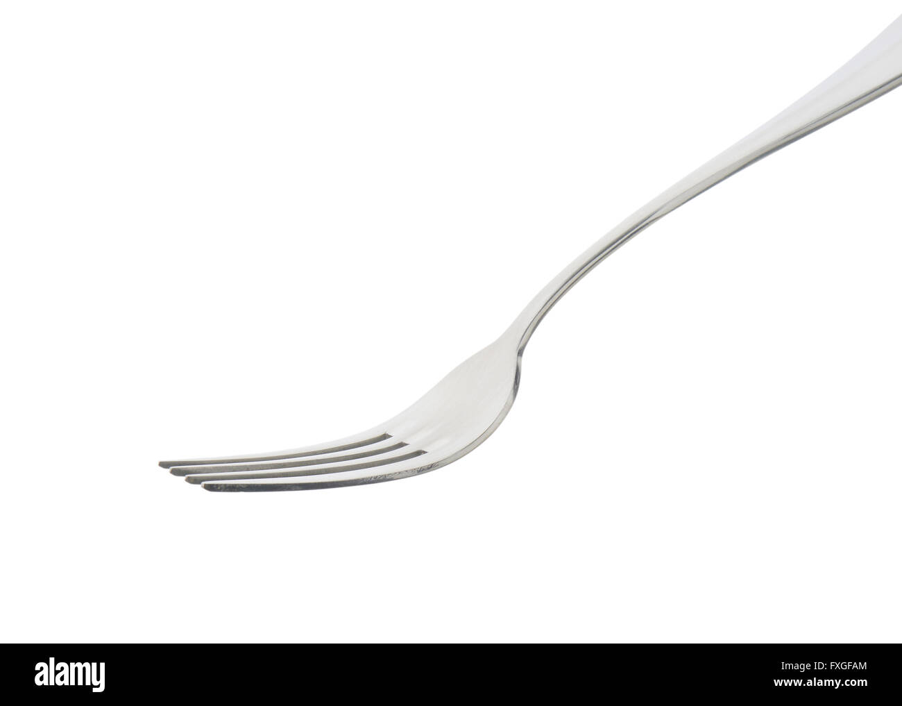 Plain four-pronged metal dinner fork Stock Photo