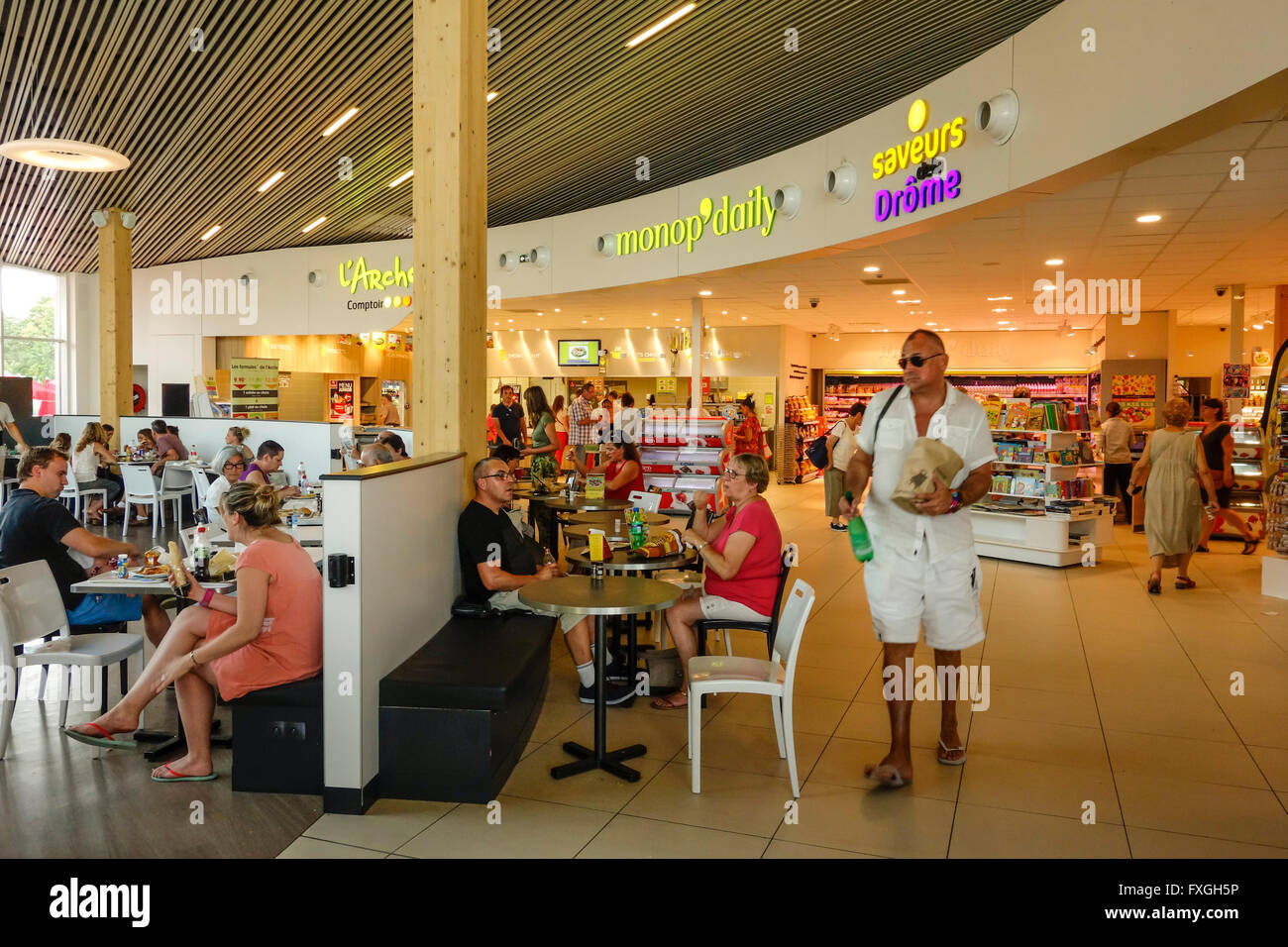 Motorway service on French autoroute (A7), France Stock Photo