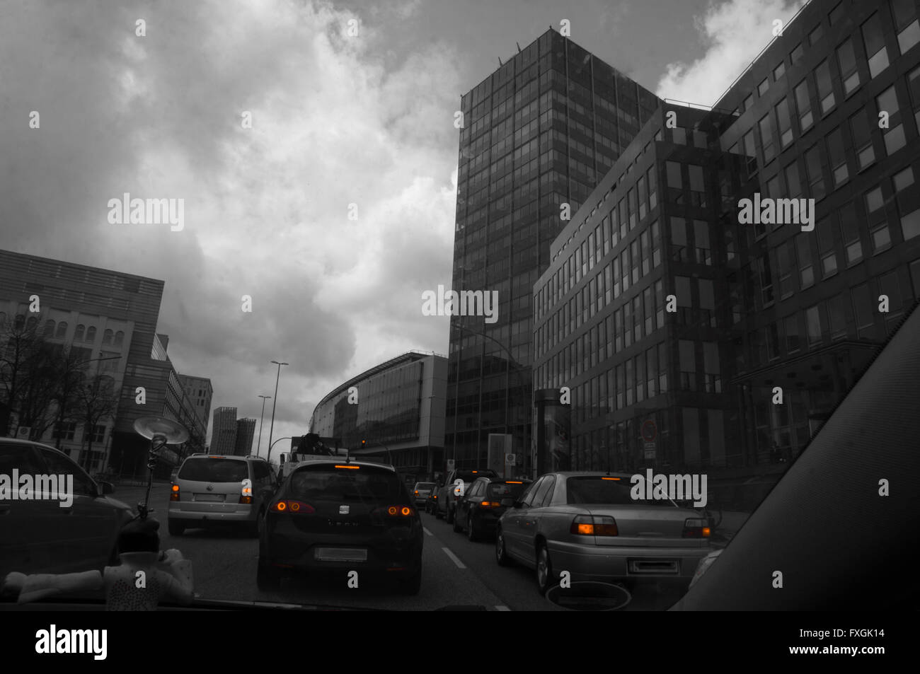 traffic in Hamburg - rear lights Stock Photo