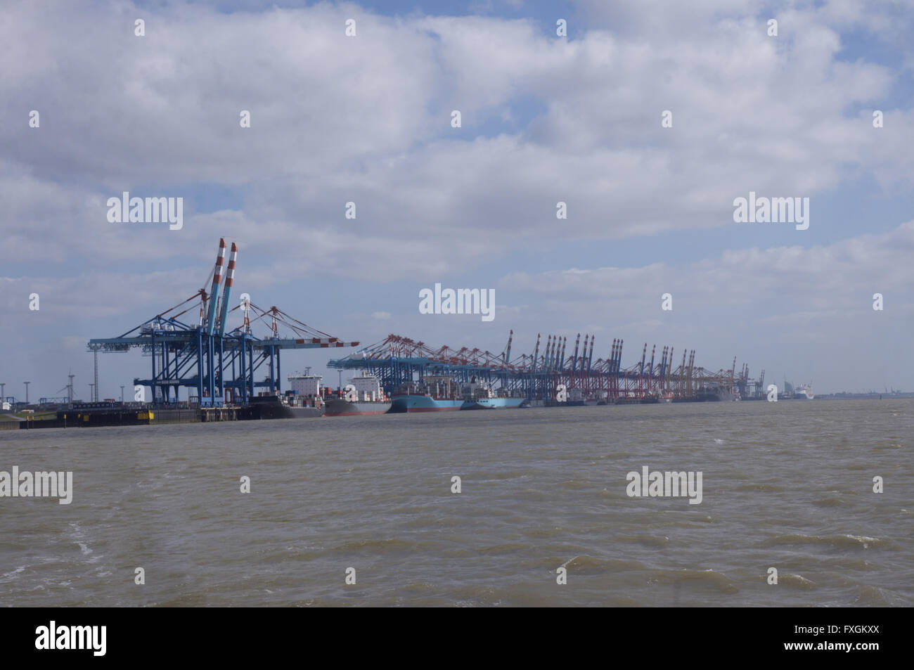 some loading cranes at the deep sea port of bremerhaven Stock Photo