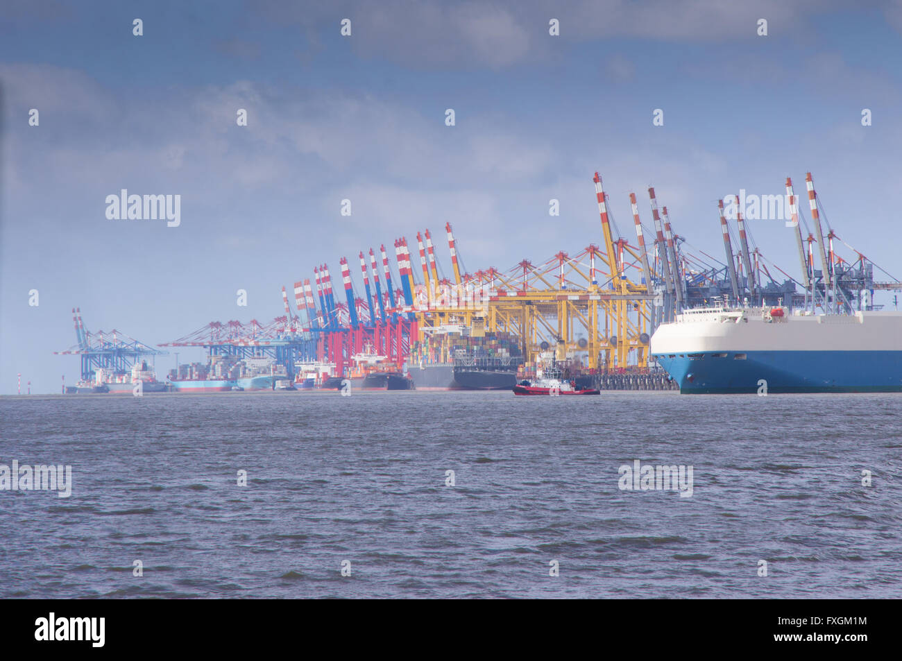 some traffic at the deep sea port of bremerhaven Stock Photo
