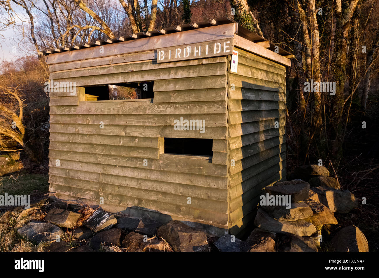 A bird hide near Port Appin, Argyll, Scotland Stock Photo - Alamy