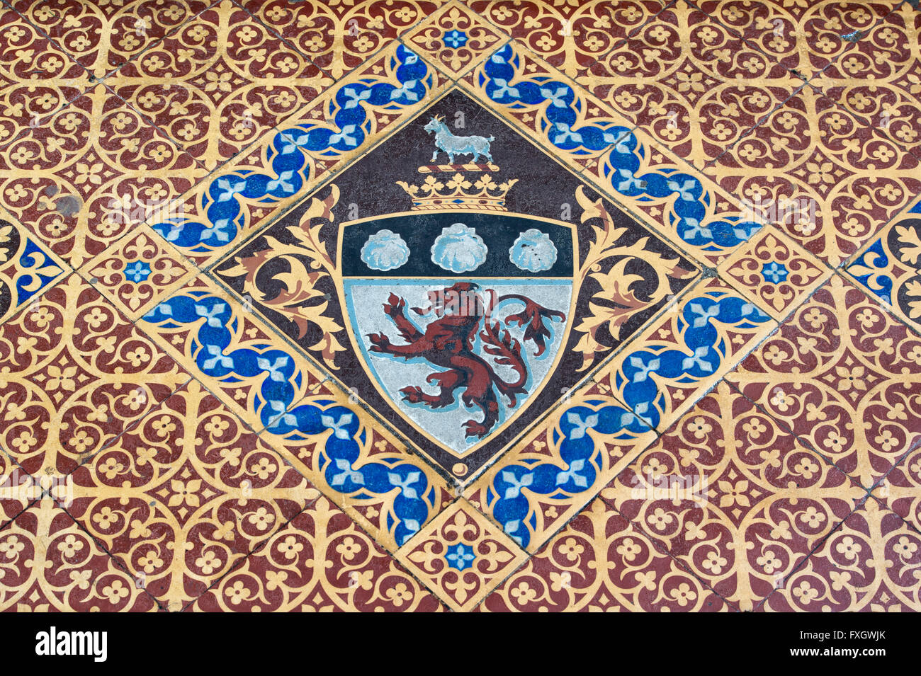 Ely cathedral decorative tiled floor in the presbytery. Ely, Cambridgeshire, England Stock Photo