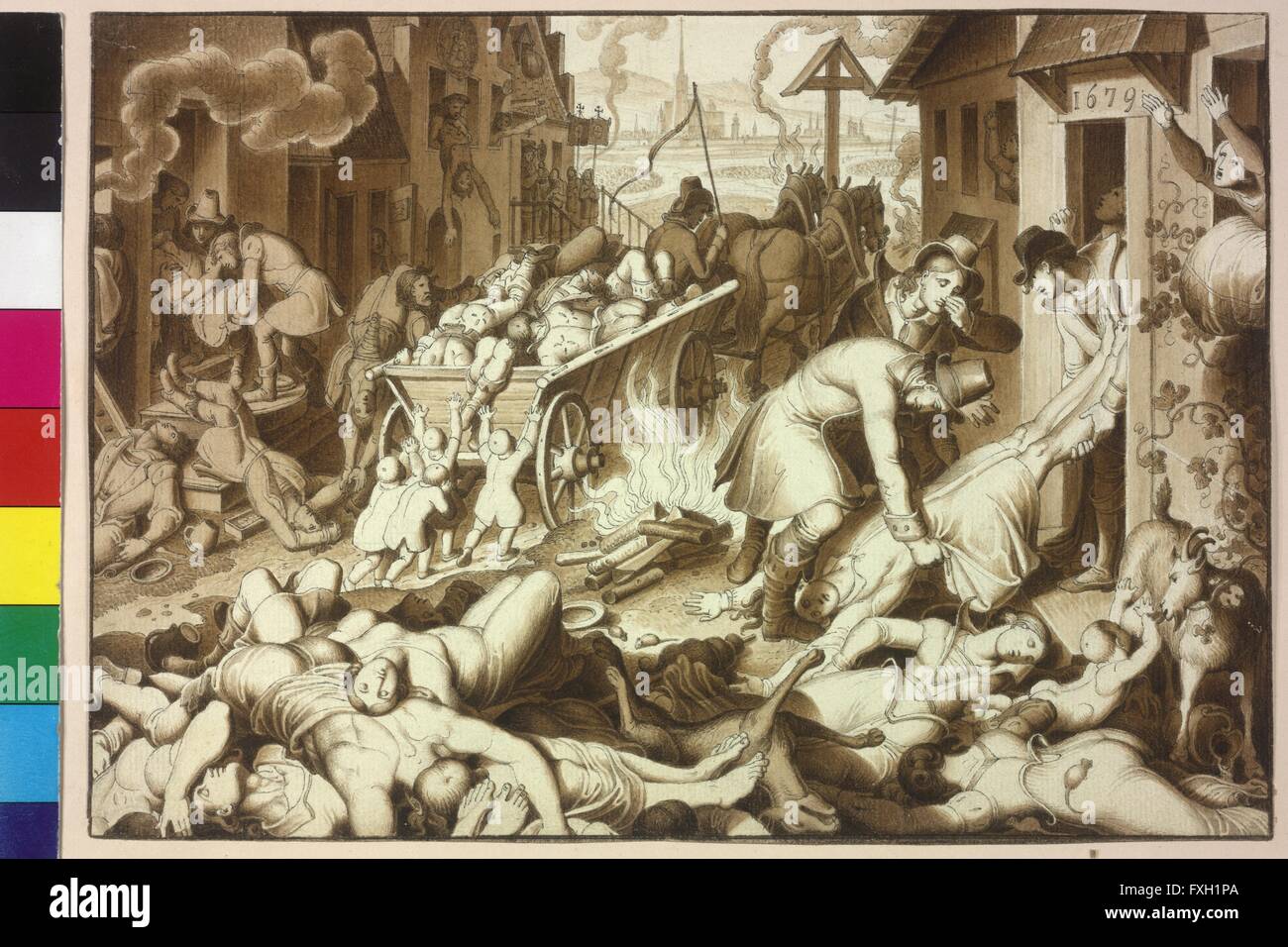 1679 sterben in Wien von Jänner bis November 122.849 Menschen an der großen Pest Stock Photo