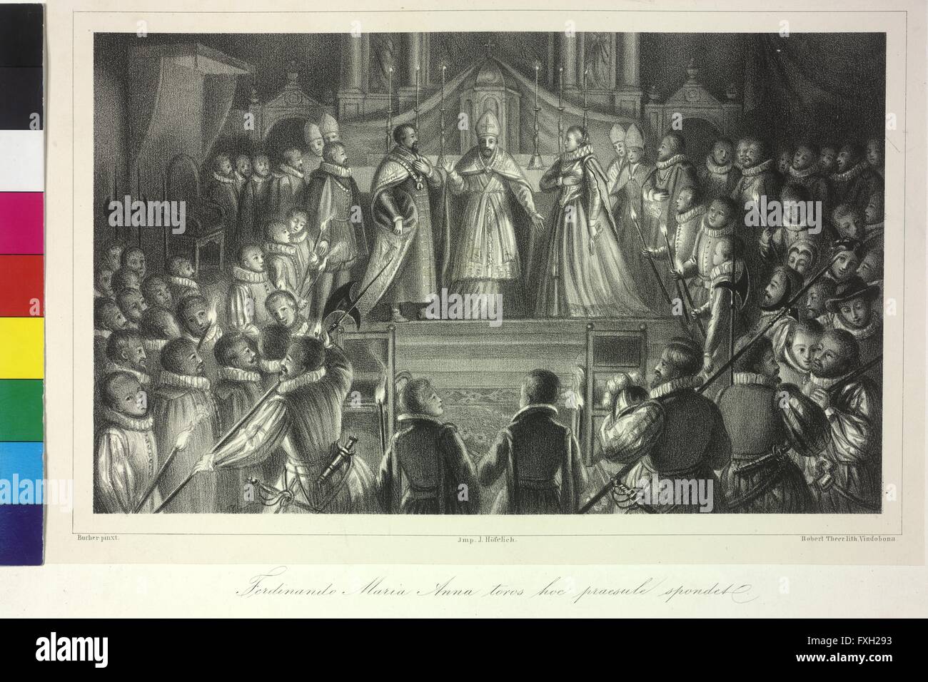 Vermählung von Ferdinand III. mit Infantin Maria Anna von Spanien durch Kardinal Franz von Dietrichstein am 20. Februar 1631 Stock Photo