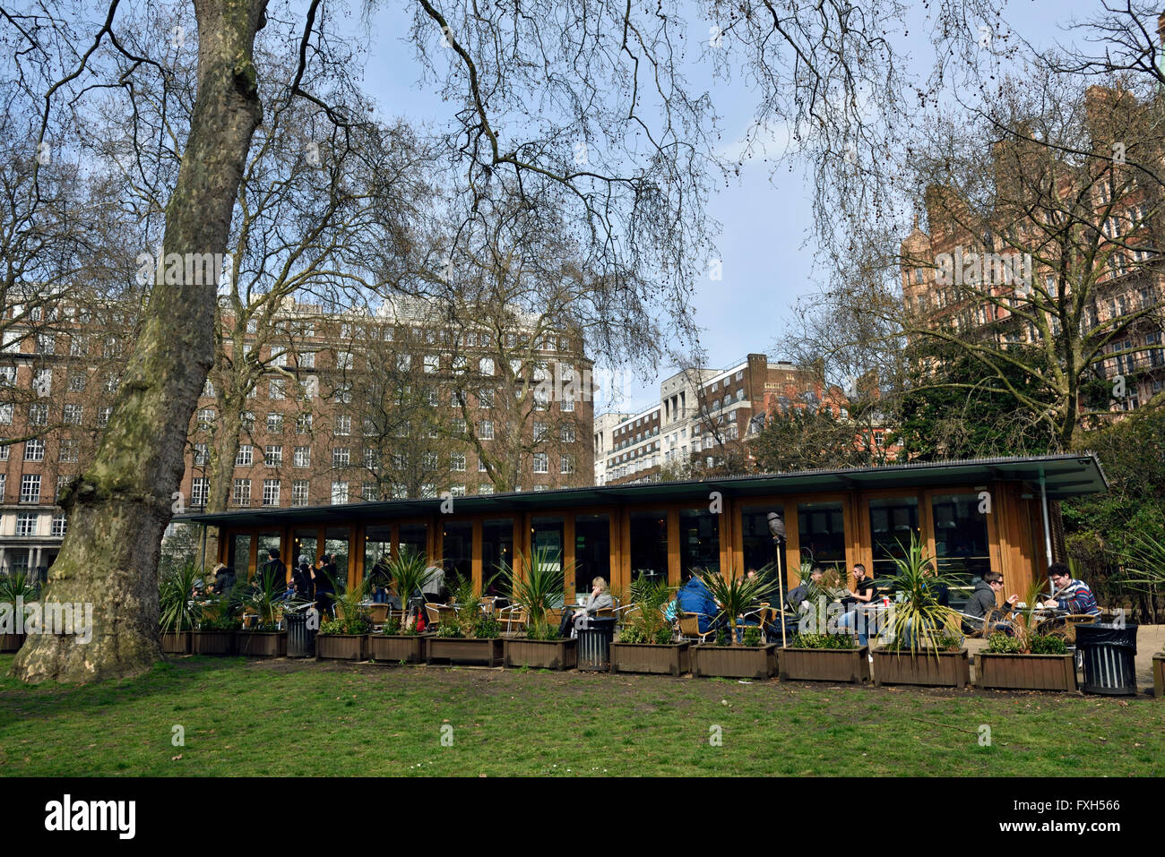 The Cafe in the Garden with people eating outside Russell Square London Borough of Camden England Britain UK Stock Photo