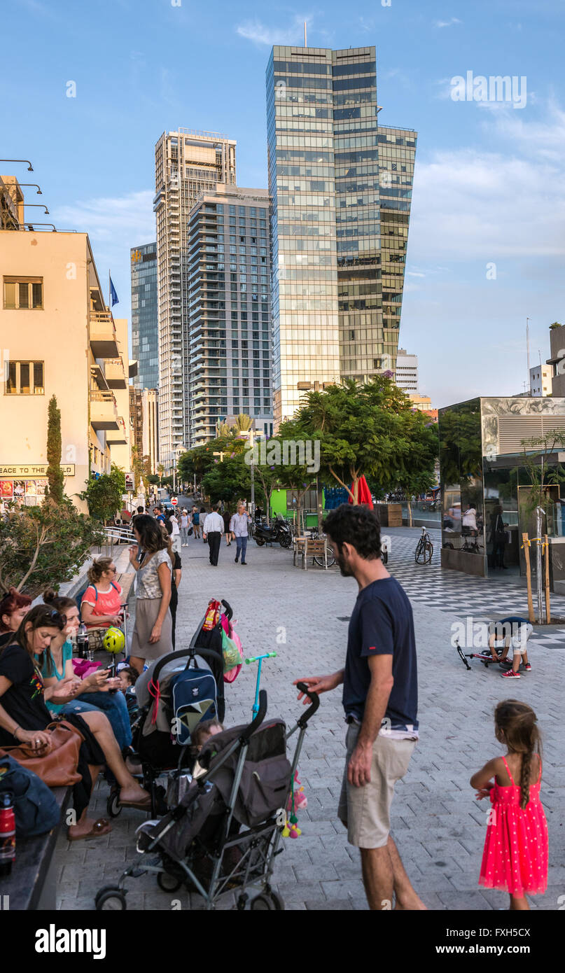 Office towers and residential skyscrapers in Lev HaIr district seen