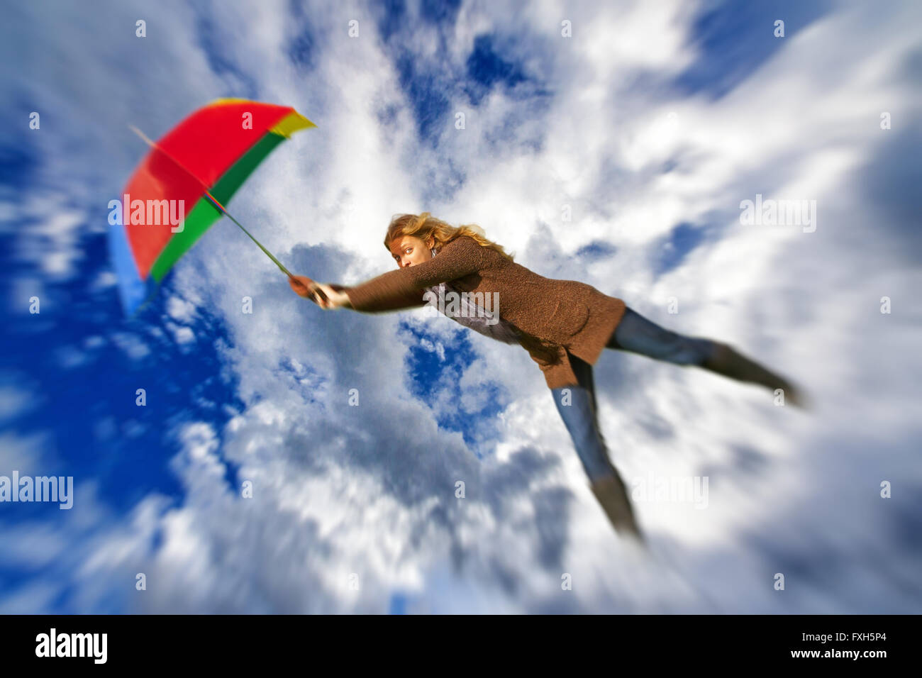 Umbrella wind flying hi-res stock photography and images - Alamy