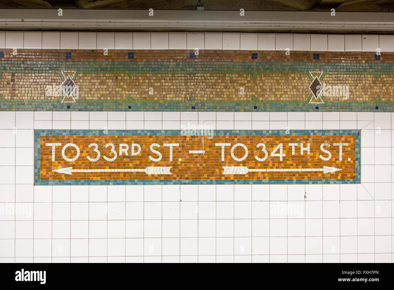 Mosaics at Pennsylvania subway Station 34th Street, New York City, United States of America