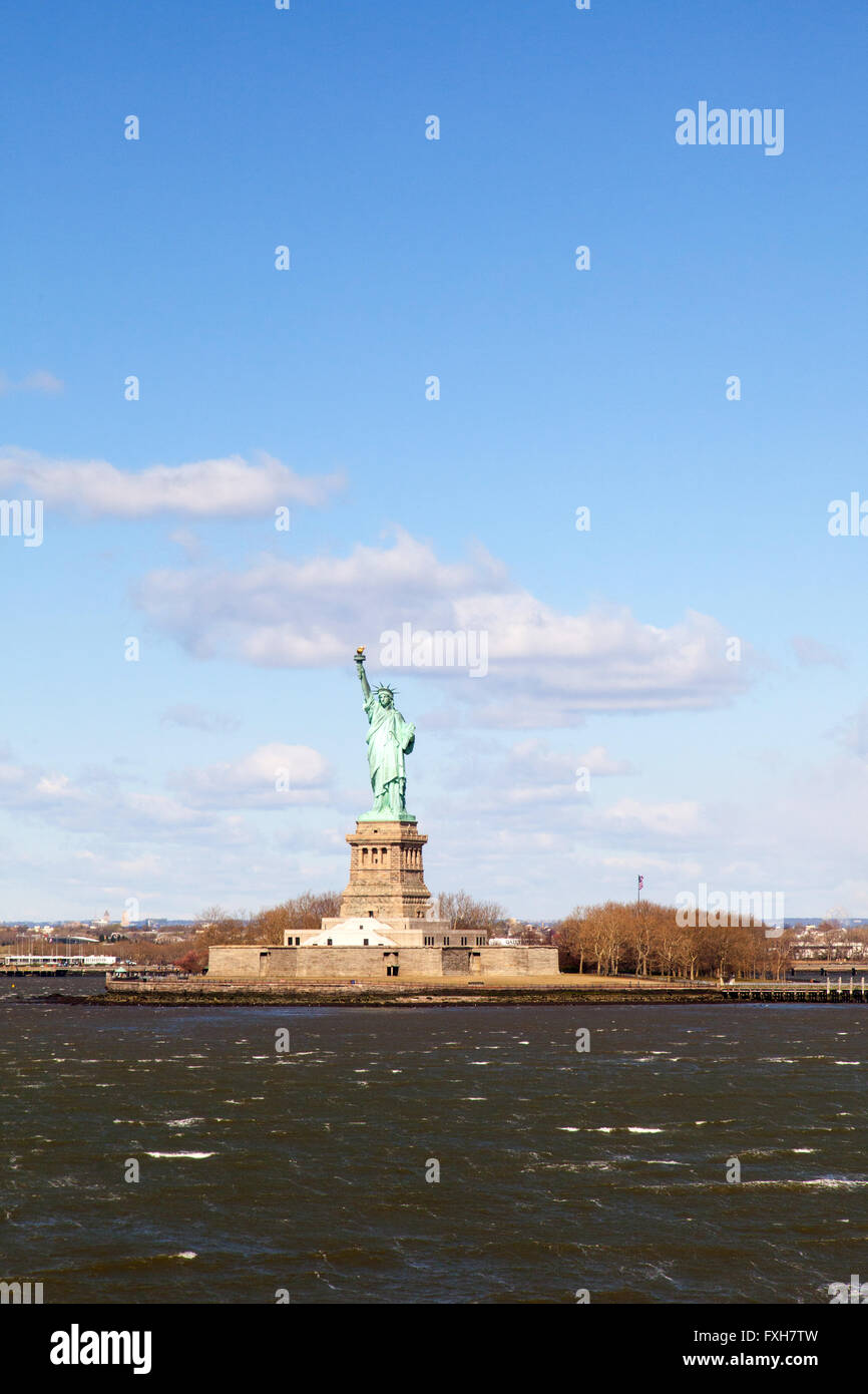 Statue of liberty and liberty island photographed from the Staten