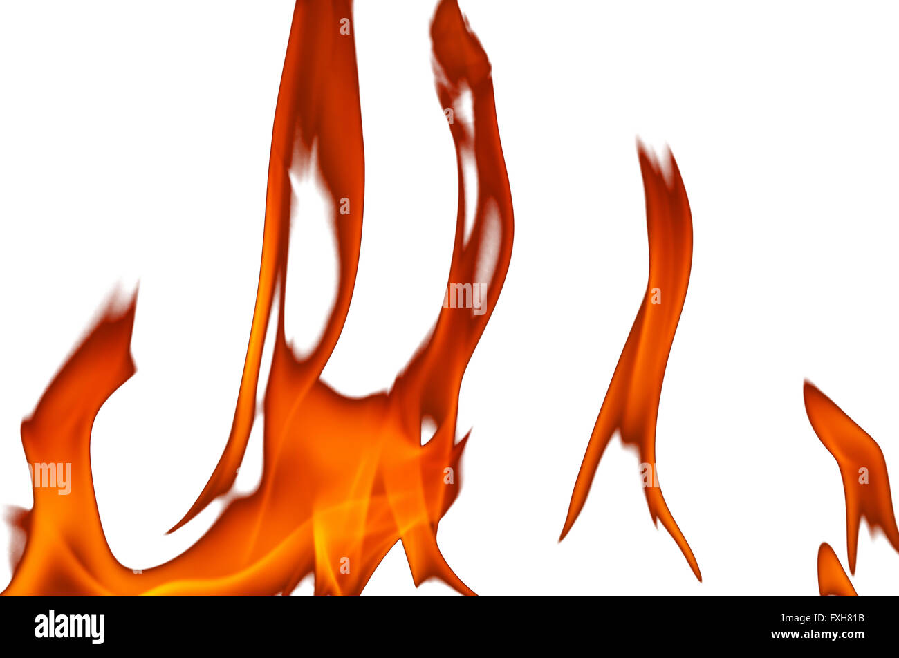 Abstract background,textures , six red flames of fire isolated on white background. Close