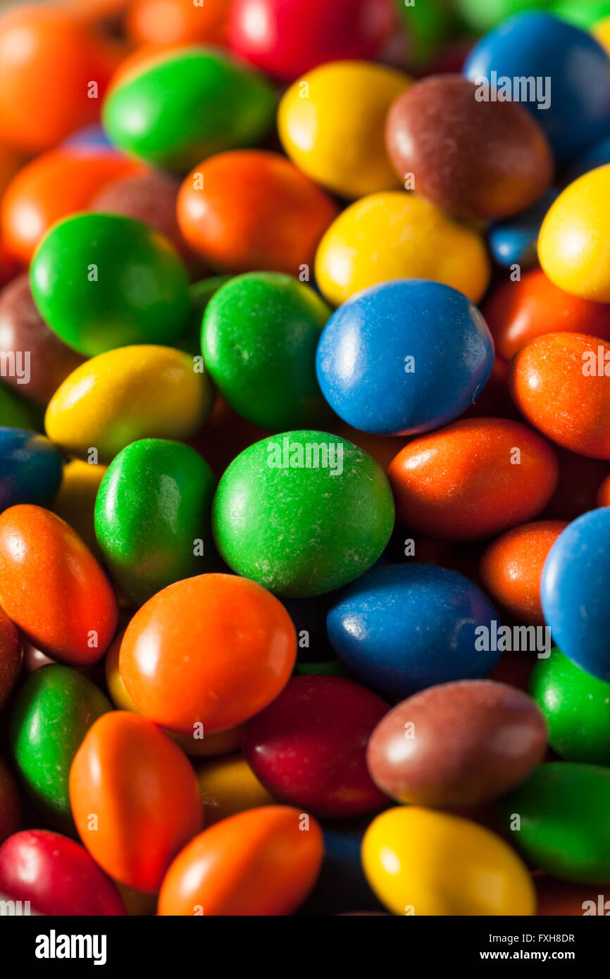 Rainbow Colorful Candy Coated Chocolate Pieces in a Bowl Stock Photo ...