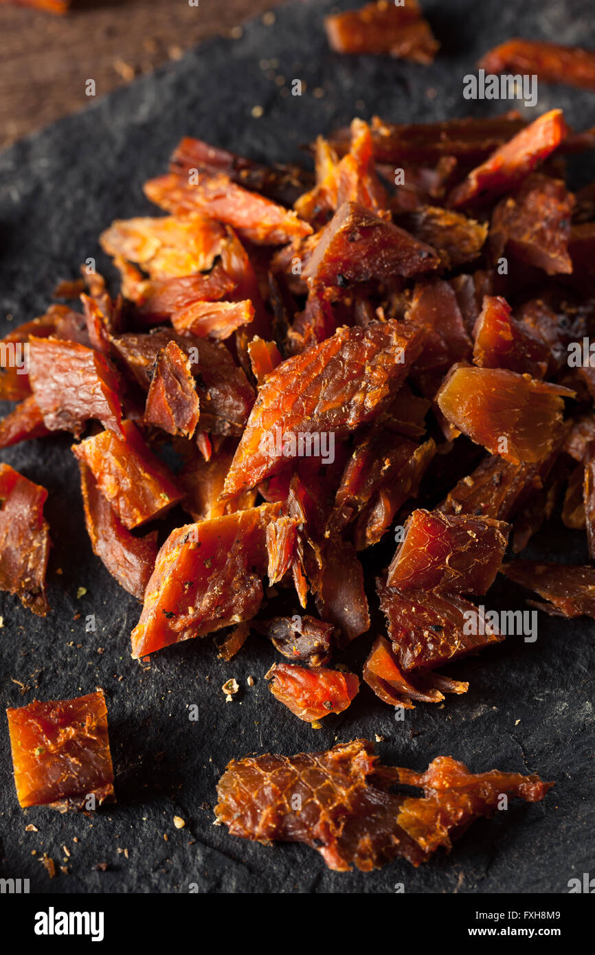 Dried Smoked Salmon Jerky with Salt and Pepper Stock Photo Alamy