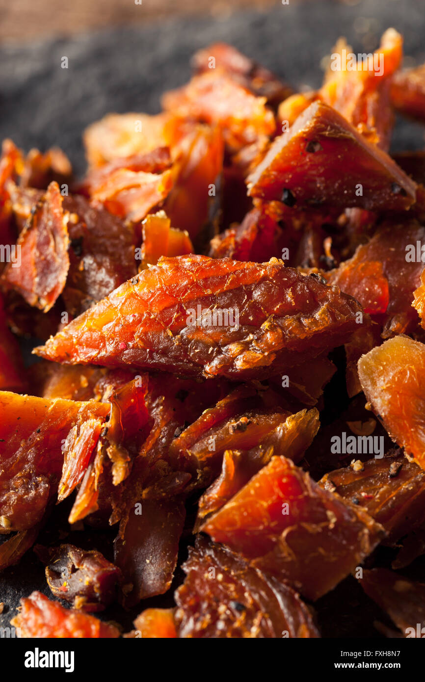 Dried Smoked Salmon Jerky with Salt and Pepper Stock Photo Alamy