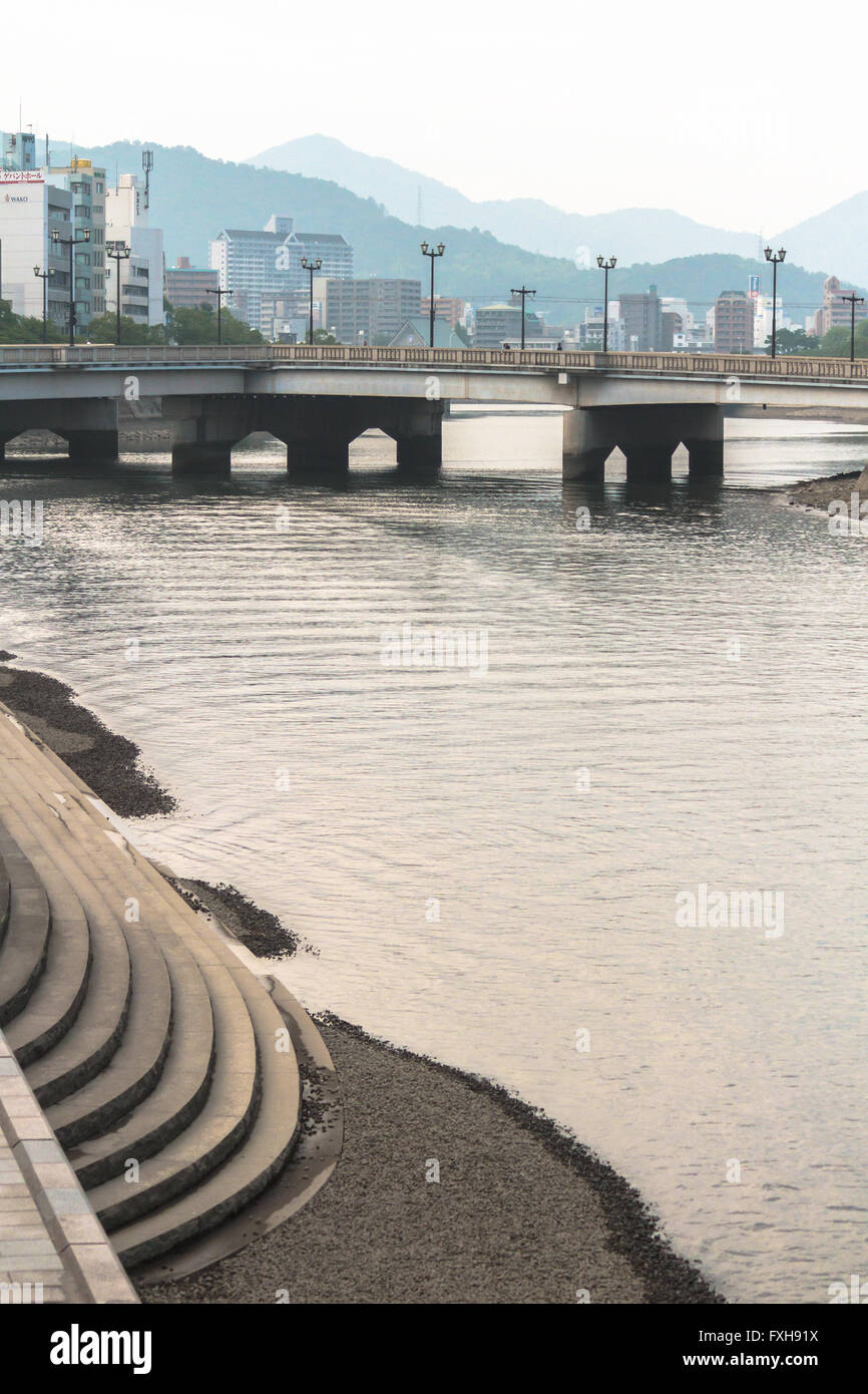 Aioi Bridge & River, Hiroshima (Atomic Bombing target) Stock Photo