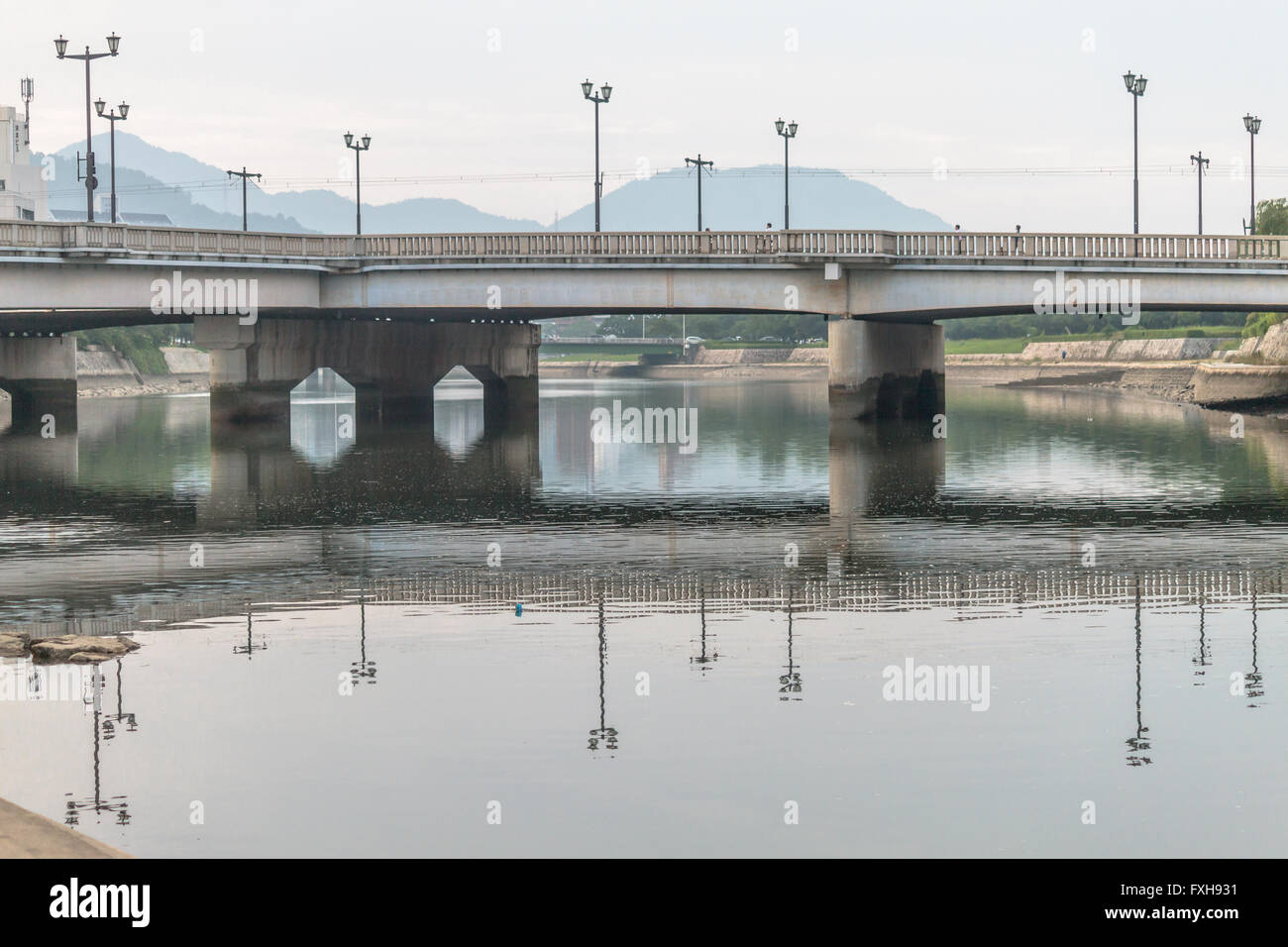 Aioi Bridge & River, Hiroshima (Atomic Bombing target) Stock Photo