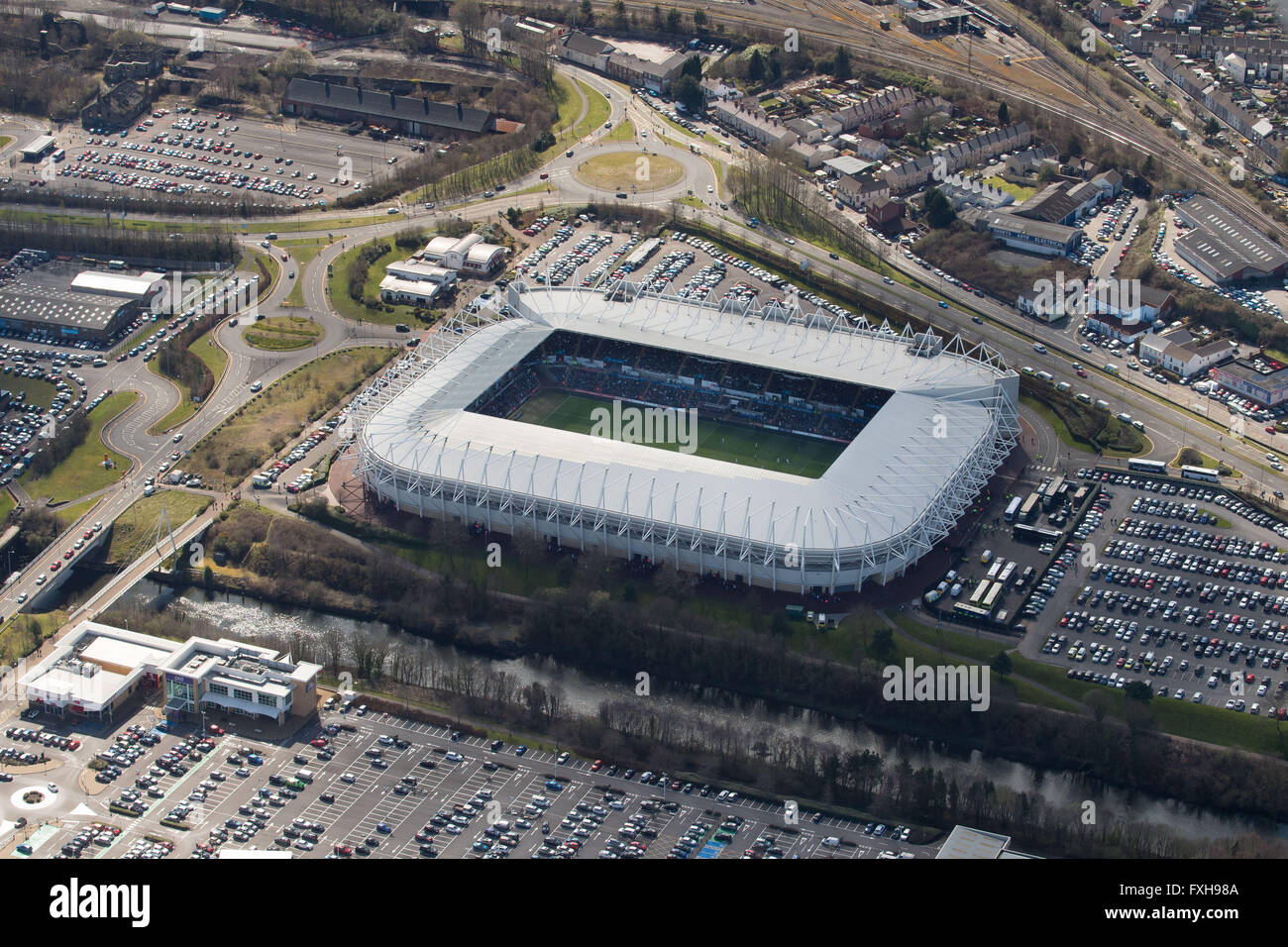 Aerial pictures of the Liberty Stadium in Swansea, south Wales. Stock Photo