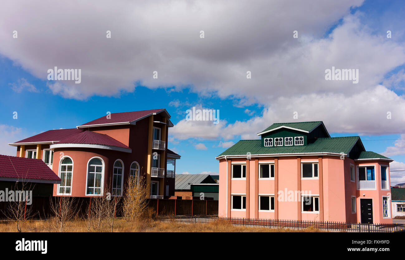 New houses and development in Olgii, in far western Mongolia. Stock Photo
