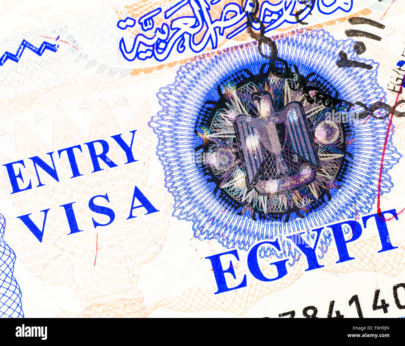 Detail of Egyptian Entry Visa on a real passport Stock Photo Alamy
