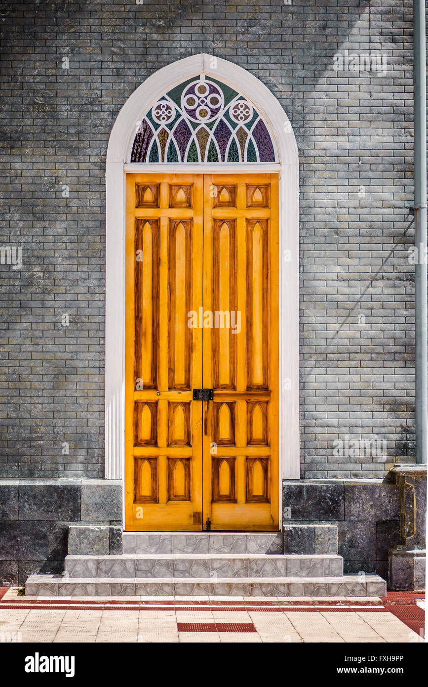 Zarcero Church Door Stock Photo