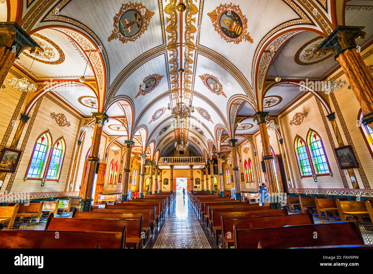 Interior view of Zarcero Catholic church in Costa Rica Stock Photo