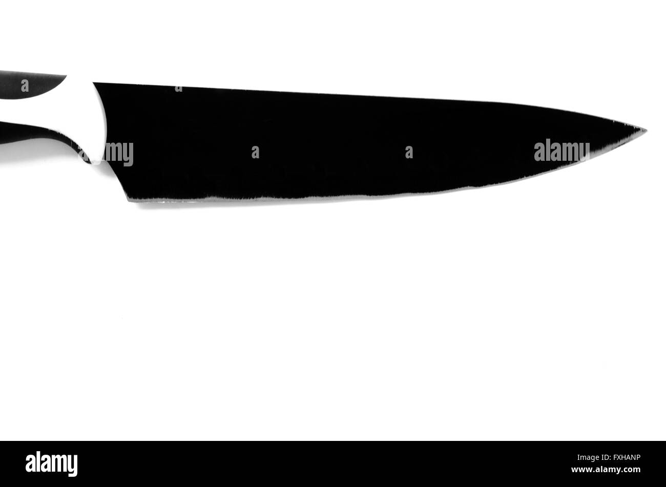 Chef's stainless steel large knife isolated on white background Stock Photo