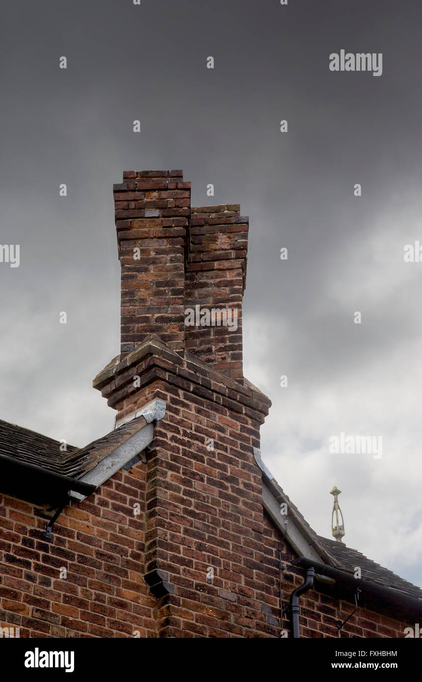 Chimnies of Moseley Old Hall. Stock Photo